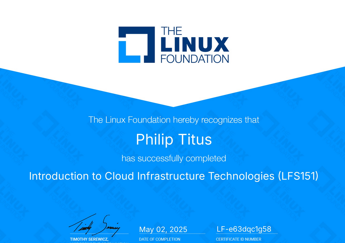 LFS 151: Introduction to Cloud Infrastructure Technologies